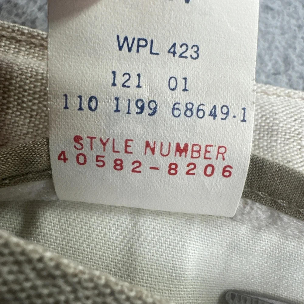 VTG Dockers No Wrinkle Linen Blend Pants Men 36x32 Beige Khakis Relaxed Pleated
